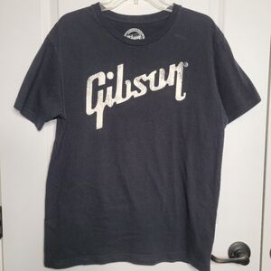 Gibson Logo T Shirt Black White Size Adult L Large